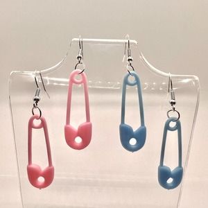 Baby Safety Pin Earrings - Baby Shower Earrings - Gender Reveal Earrings